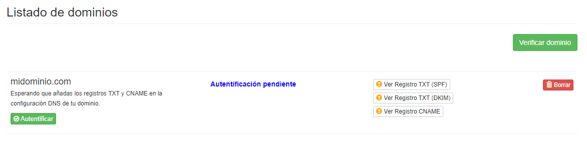 Autentificar dominio - Mensagia